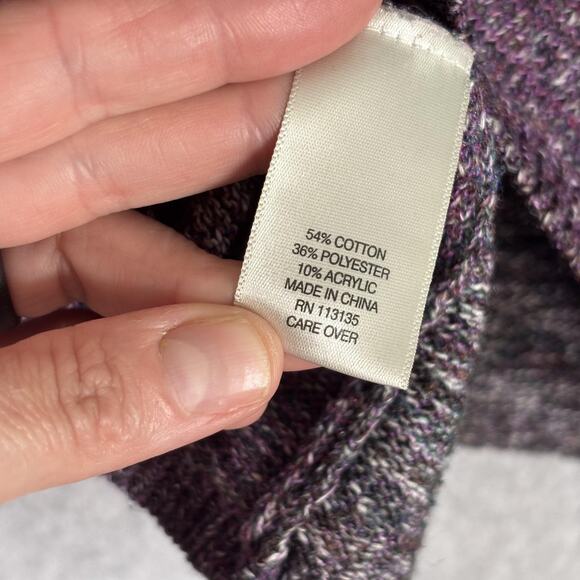 Leo & Nicole Sweater Large‎ Cotton Pockets Speckled Marled Artsy Abstract Petite - Picture 10 of 12